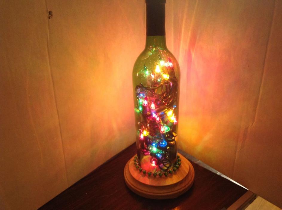 Handmade Wine Bottle Table Lamp, Wine Bottle Lamp, multi color lamp