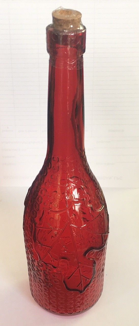 Decorative Red Leaf Glass Bottle with Cork - Fall & Christmas Holiday - Crafts