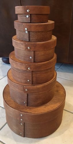 Amish Made Stack Of Six Stained Shaker Nesting Boxes