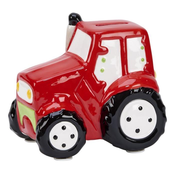 Red Truck Bank Ceramic Home Gift Coins Saving Money Cab Harvest Rubber Stopper