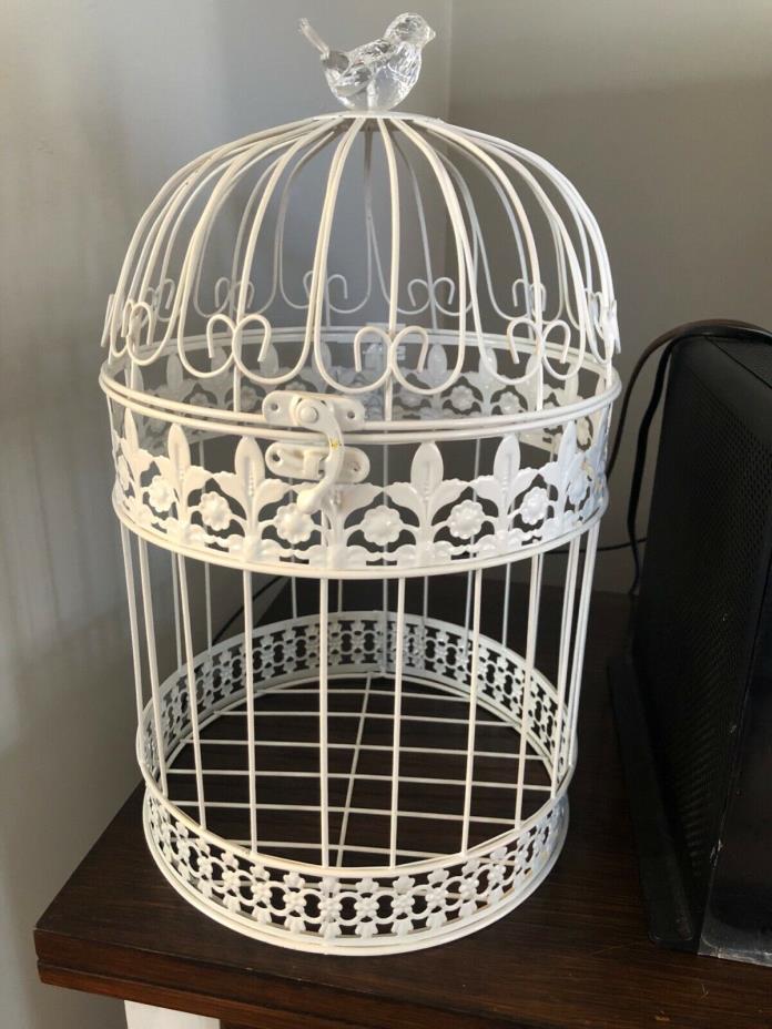 White Bird Cage Box Decor 16x9”