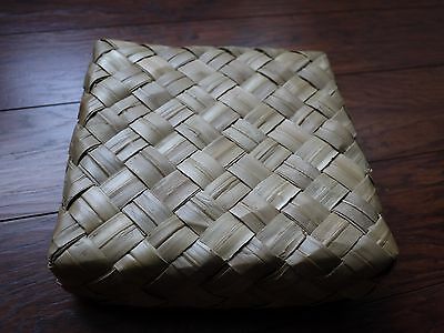 rattan broad dried leaves trinket jewelry storage keepsake square box 9*9, 10*10