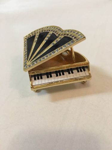 *NEW* Piano Keepsake Box Swarovski Crystals Jewelry Trinket Pill Box Figurine Co