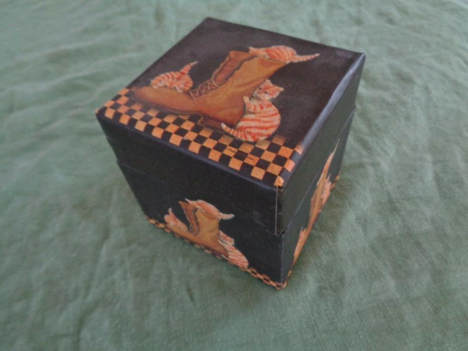 (3083)  Bob's Fine Art boxes with kittens on a boot pictured on them 3x3x3