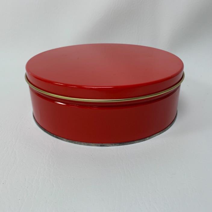 Red Round Tin Can Empty Crafts Baking 7 1/4 x 2 3/8” high