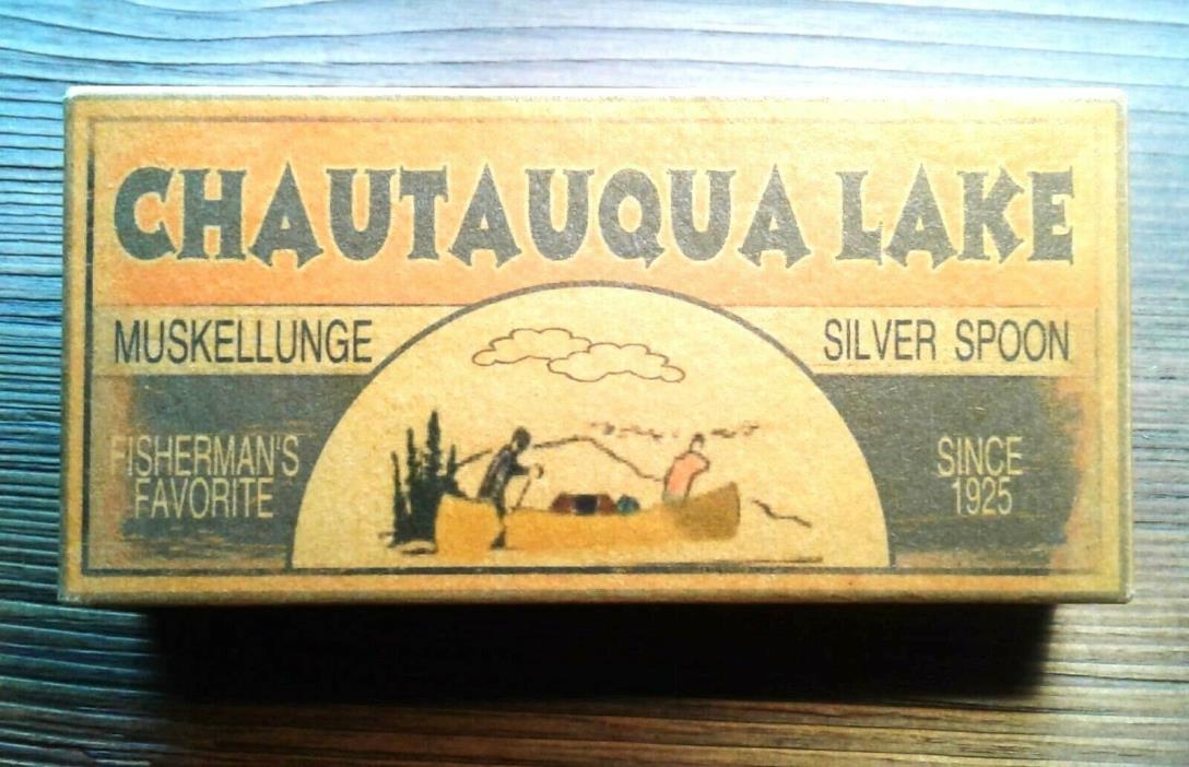 Chautauqua Lake fishing lure box New York use as a lake cabin camp decoration