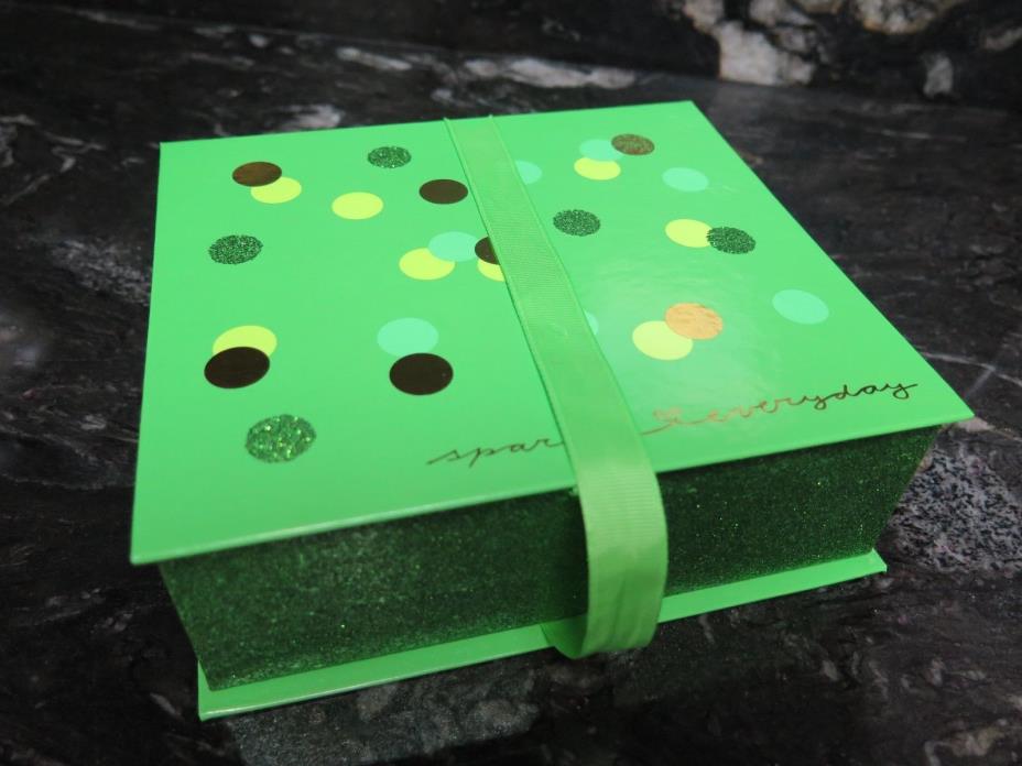 Green Sparkle Trinket Vanity Box Memory Gift Photo Box or Gift Box Square Book