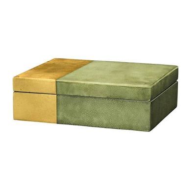 Jamie Young Company Raymond Grey Faux Shagreen with Gold Leaf Box - 7RAYM-BOGR