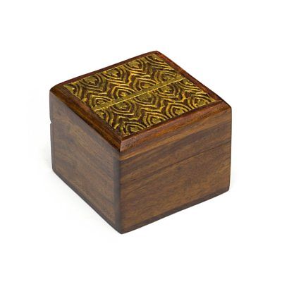 Kashvi Temple Design Golden Wood Small Keepsake Ring Box 3