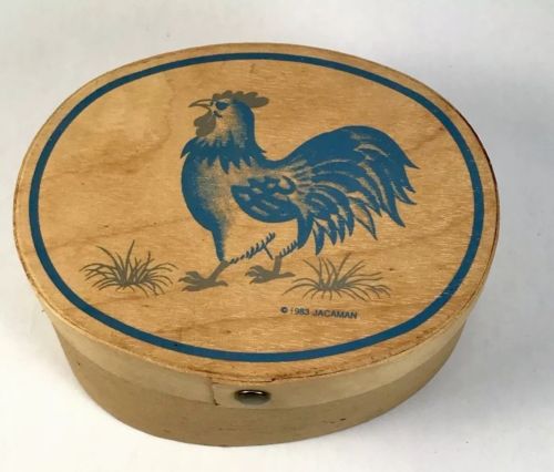 Vintage 1983 JACAMAN Trinket Box w/Lid Chicken Rooster Balsa Wood Lightweight