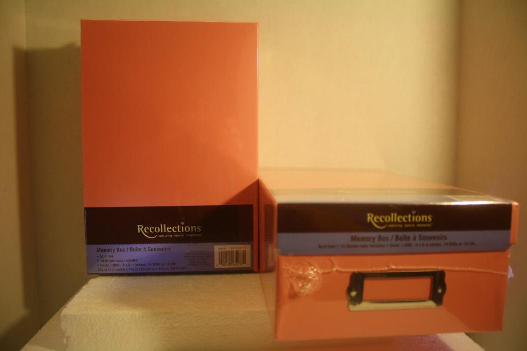 421 -Set of 2 Recollections Pink Photo Memory Boxes - NIP