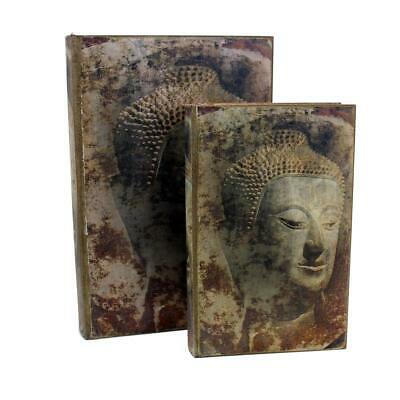 Buddha Design Leather Book Box Stash Hollow Storage Hidden Secret Box