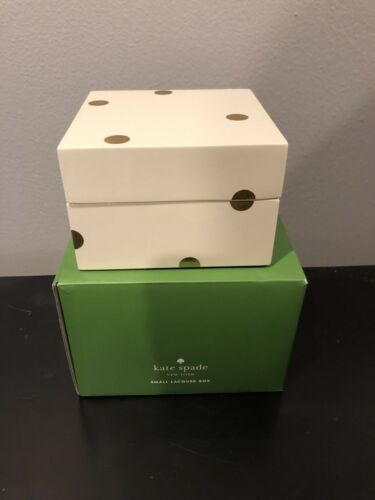 NIB Kate Spade New York Gold Dot  Small Lacquer Box Jewelry with Lid