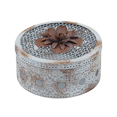 Stonebriar Antique Metal Floral Potpourri Box, Decorative Small Jewelry Holder,