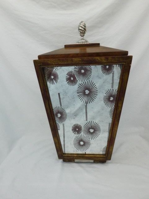 THEODORE ALEXANDER DANDELION LANTERN EGLOMISE MIRROR FORM BOX WALNUT ART DECO