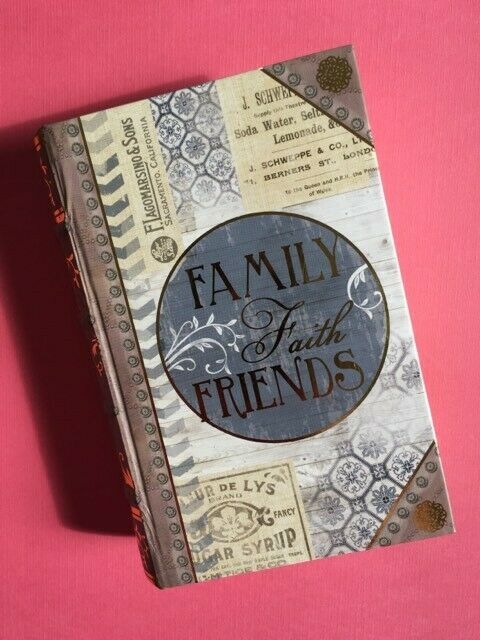 NEW. PUNCH STUDIO. FRIENDS & FAMILY. faux BOOK BOX. SPECIAL GIFT. GOLD FOIL.