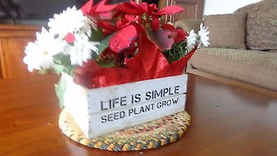 Country Style Wooden Garden Box Tote Rustic Wood Plant a Seed Flower pot holder