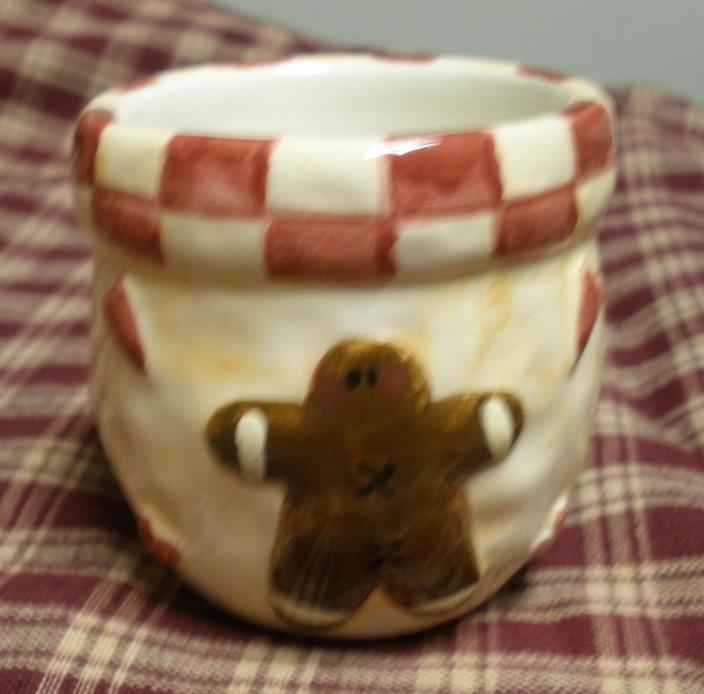 Country Prim Ceramic Gingerbread Man Votive Candle Holder