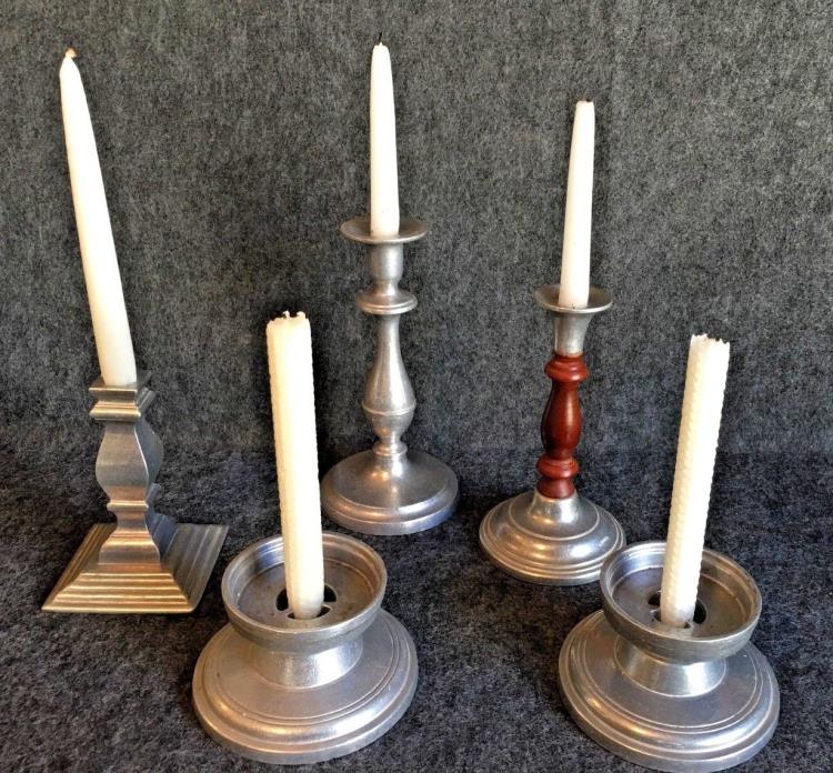 Wilton Pewter Armetale Candle Stick Holders Set of 5 Miscellaneous - Holidays