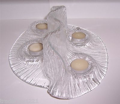 Niagara Waterfall Candle Holder Unique Hand Made Muurlanlasi Finland  Art Glass