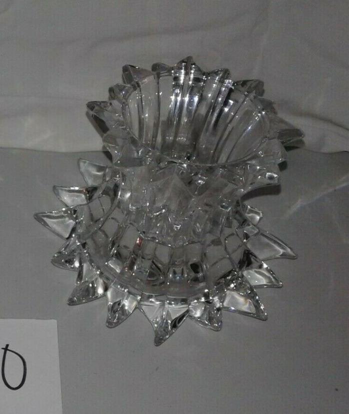 PARTYLITE  Aurora Pillar Candle Holder Retired 24% Lead Crystal  P7378   A