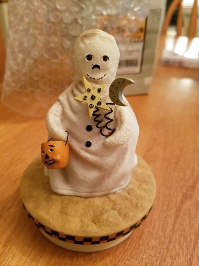 Ghost with Pumpkin Bag Our America Halloween Candle Topper By Yankee Candle NIB