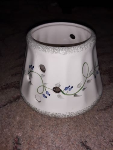 Yankee Candle Ceramic Lamp Shade jar topper Spring blue Flowers ivy small