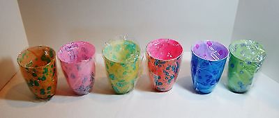 Beautiful colorful & multi-color tall glass candle votives--six different ones
