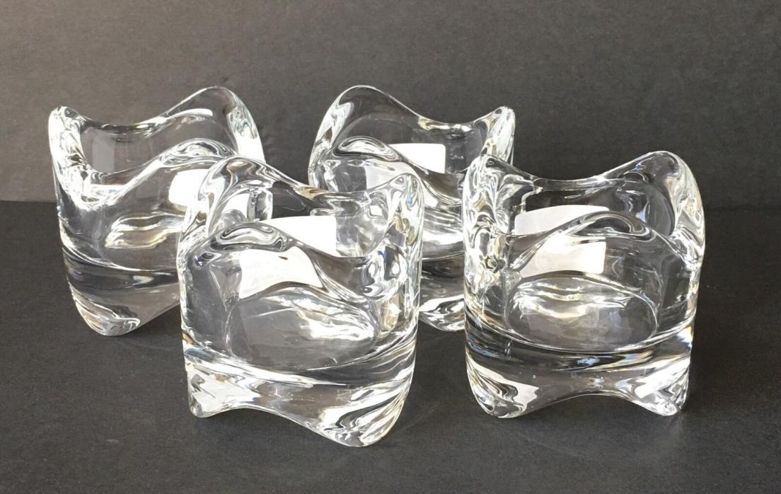 4x IKEA VASNAS heavy Clear Glass Small TEALIGHT Candle Holder Party Home Decor