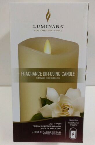 New Luminara Flameless Fragrance Diffusing Pillar Candle Ivory 3.5 x 7 inches