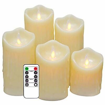 Eldnacele Flickering Flameless Candles 4 5 6 7 8 Inch Set Of Moving With Timer