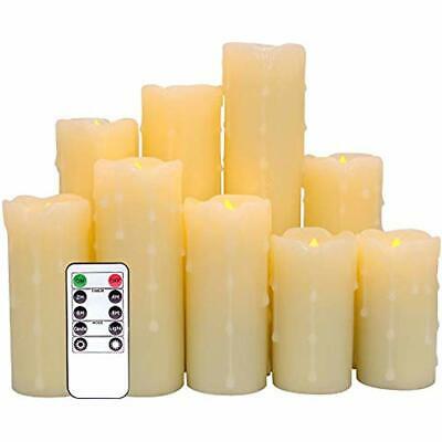 Eldnacele Pack Of 9 Flameless Candles, Christmas Pillar Flickering LED Dripping