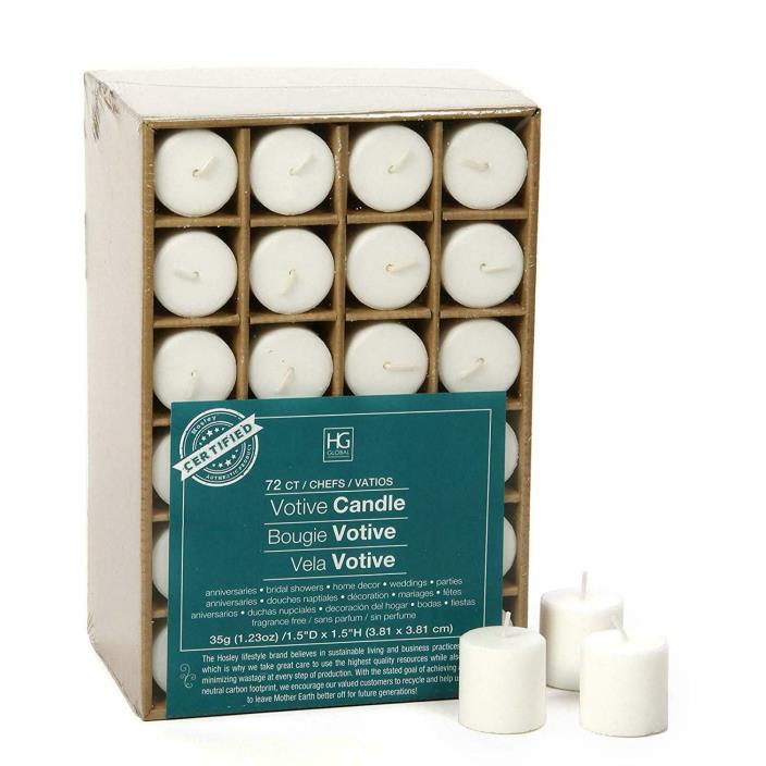 CANDLES Set Of 72 Unscented White Votive Up To 10 Hours Bulk Buy Wax Blend