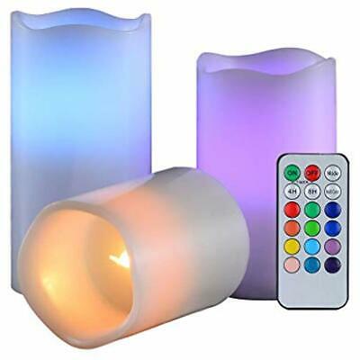 Candle Set 3pc With Remote Timer Realistic Flameless Home Kitchen Decor Led Wax