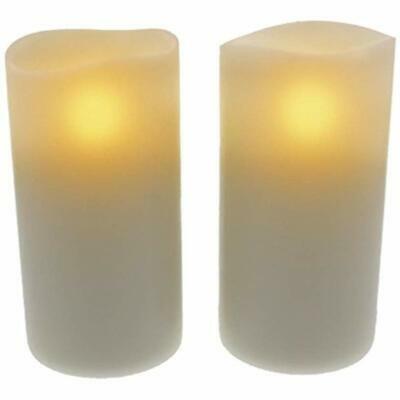 Encandra Pushwick Ivory Wax Pillar Flameless Candle (2 Pcs) Vanilla Scent, 5 Hr