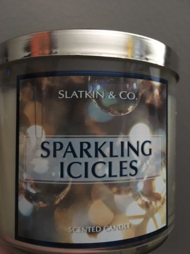 Bath & Body Works Sparkling Icicles Scented Candle 3 Wick 14.5 oz Rare New HTF