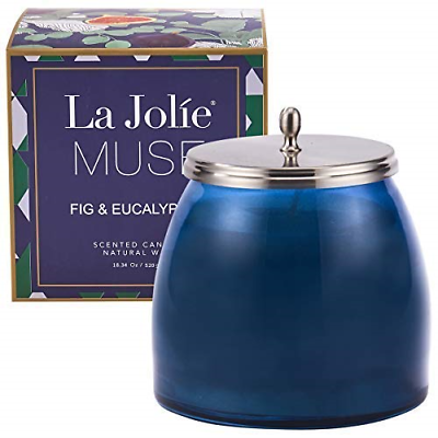 LA JOLIE MUSE Aromatherapy Scented Candle Stress Relief Eucalyptus Fig, Large Oz