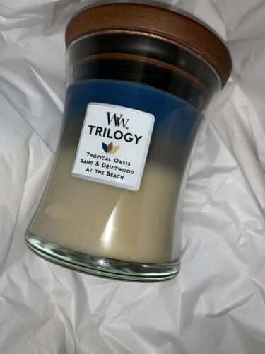 WoodWick Candles NAUTICAL ESCAPE TRILOGY 9.7 Oz -At The Beach 100 Hrs Burn Time
