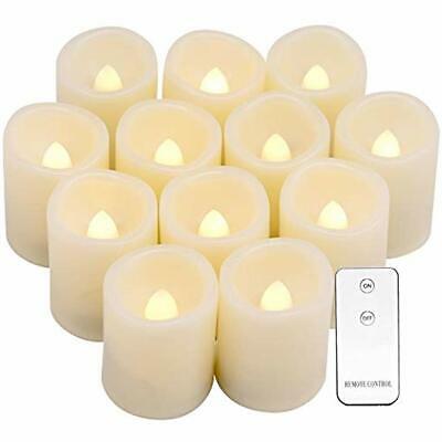 Set Of 12 Flameless Flickering LED Votive Candles With Remote, Battery Operated