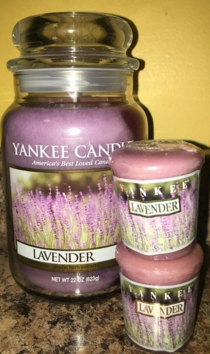 Lavender Yankee Candle 22 oz., w/ 2 Lavender votives, All New