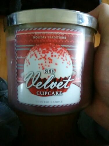 Bath & Body Works Red Velvet Cupcake Scented candle.
