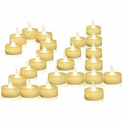 24 Pack LED Flameless Tea Lights With Timer, Warm White Flickering Battery Small