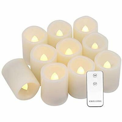 Set Of 10 Flameless Flickering LED Votive Candles With Remote, Battery Operated