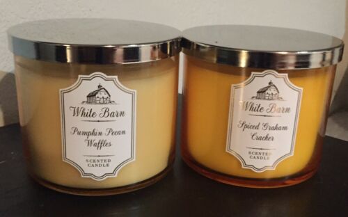 New Lot/2 Bath Body Works Candles Pumpkin Pecan Waffles & Spiced Graham Cracker