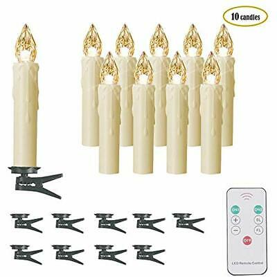 Flameless Warm White Electric LED Taper Candles,Set Of 10,Ivory Mini Simulated
