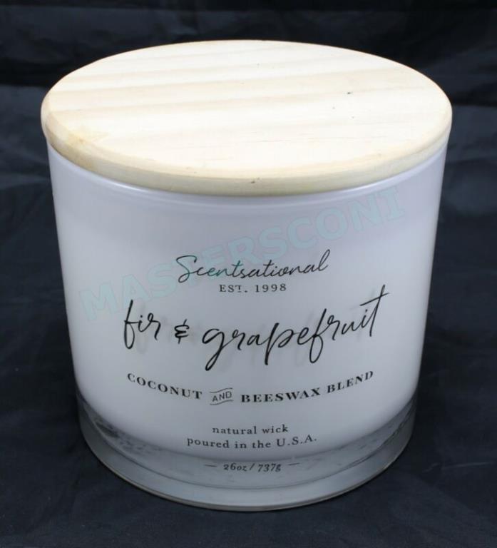 SCENTSATIONAL FIR & GRAPEFRUIT 26 OZ NATURAL COCONUT BEESWAX CANDLE