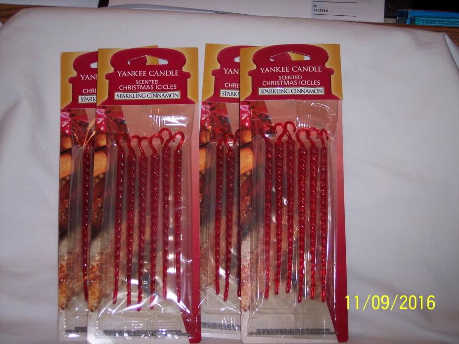 5 PKS OF YANKEE CANDLE SCENTED ICICLES-SPARKLING CINNAMON-6 PER/PK-FREE US SHIP