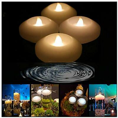 (Pack Of 4) Warm White Color Wax Flicker 3 Inch LED Water Floating Candle For