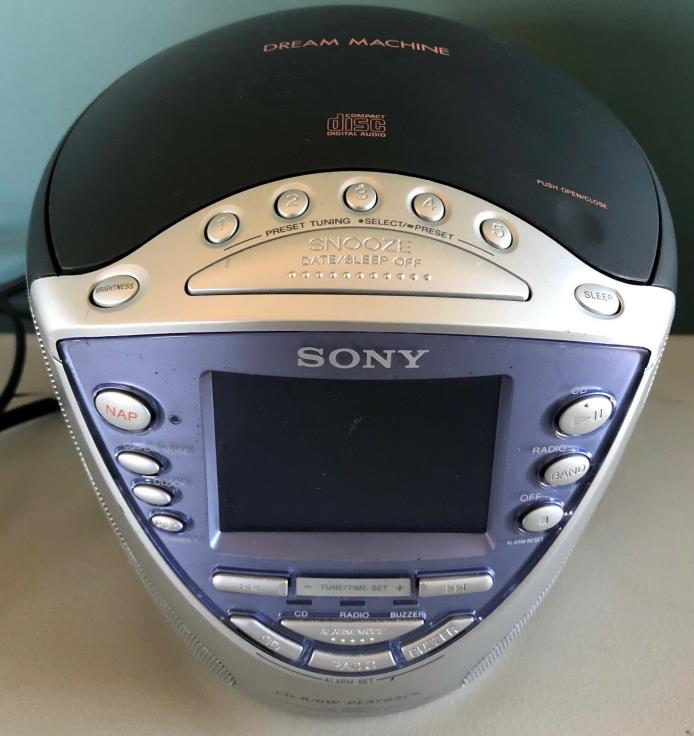 Sony Dream Machine Purple Radio/CD Player AM/FM/Weather Alarm Clock Music Tested