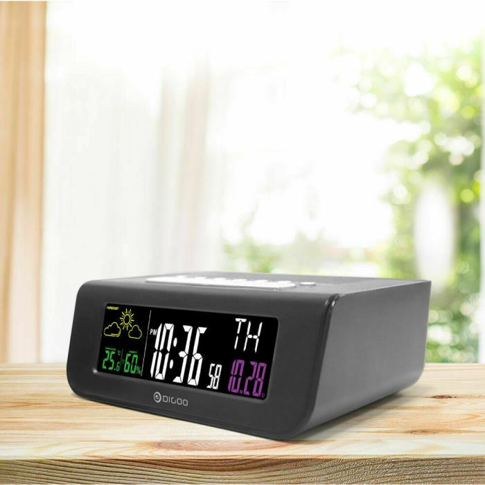 Alarm Radio Clocks For Bedrooms Digital Alarm Clock Weather Forecast USB NEW!